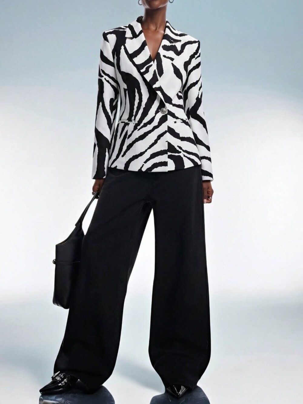 Multicolor Sexy Women's Zebra Print Backless Blazer - Picture 5 of 7
